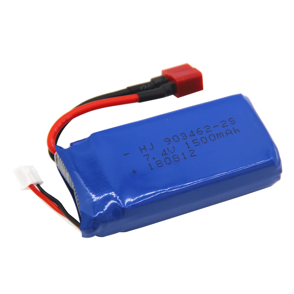 1/3 шт 7,4 V 1500mAh литий-полимерный аккумулятор с USB Зарядное устройство для FT009 RC лодка 12428 батарея Lipo 2S 7,4 V 1500 мА/ч, 903462 2S JST SM Т-образный разъем - Цвет: T 1pcs