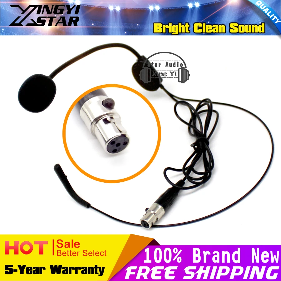 

Mini XLR 4 Pins TA4F Plug Headworn Condenser Microphone Headset Mic Mike For SHURE Wireless Karaoke System Bodypack Transmitter