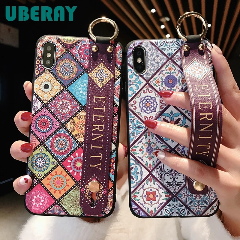 Мягкий чехол из ТПУ с ремешком на запястье для телефона Samsung Galaxy S10 S9 S8 Plus Note 8 9