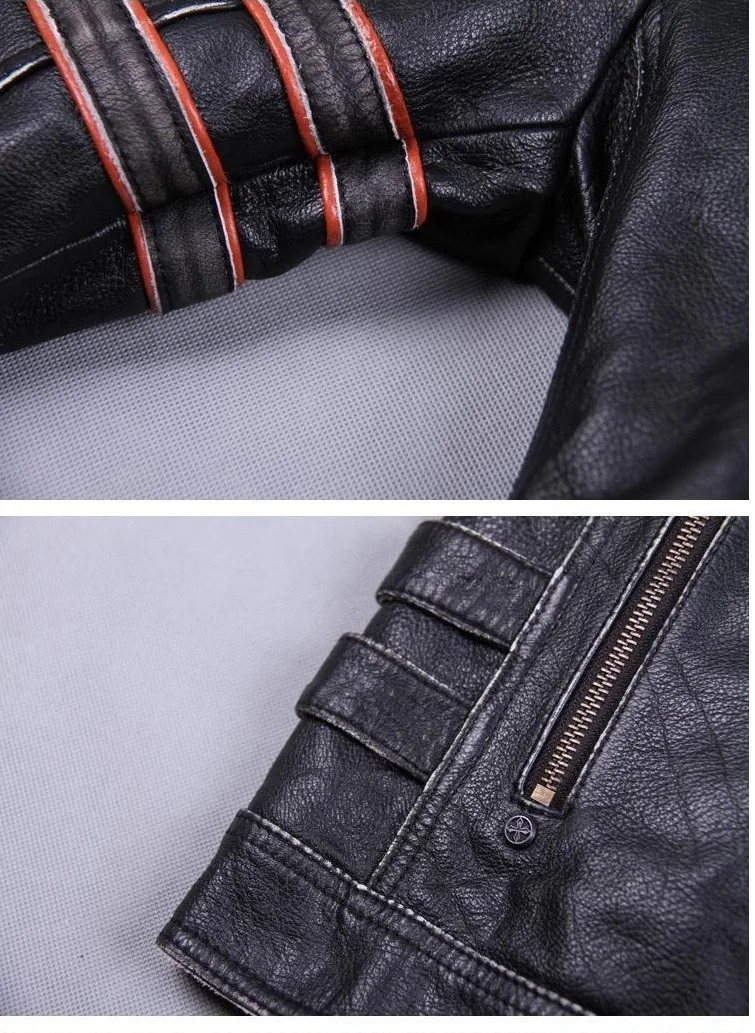 mens sheepskin coat Free shipping.Brand cool skull cowhide coat.black slim genuine leather clothes,men's popular rider leather cloth.plus size sales cowhide coat