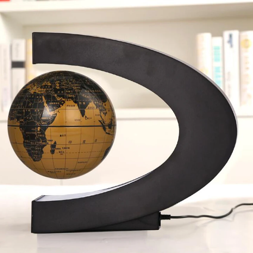 

C Shape Magnetic Levitation Globe Floating World Map LED Light Terrestrial Children Educatioanl Toys Home Office Decor