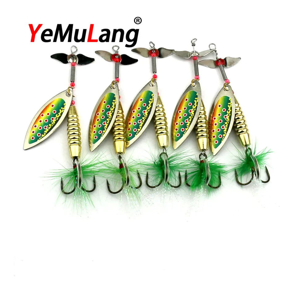 BB764 Spinner Bait Metal Artificial Fishing Lure Double Tail Propeller