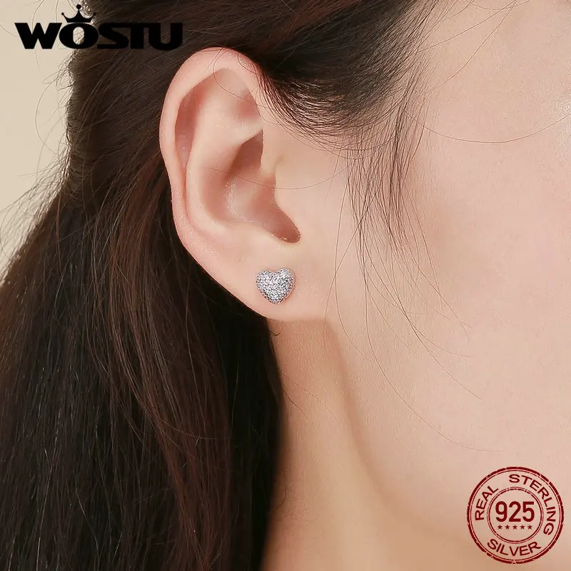 WOSTU Роскошные серьги гвоздики из 100% стерлингового серебра 925 пробы с