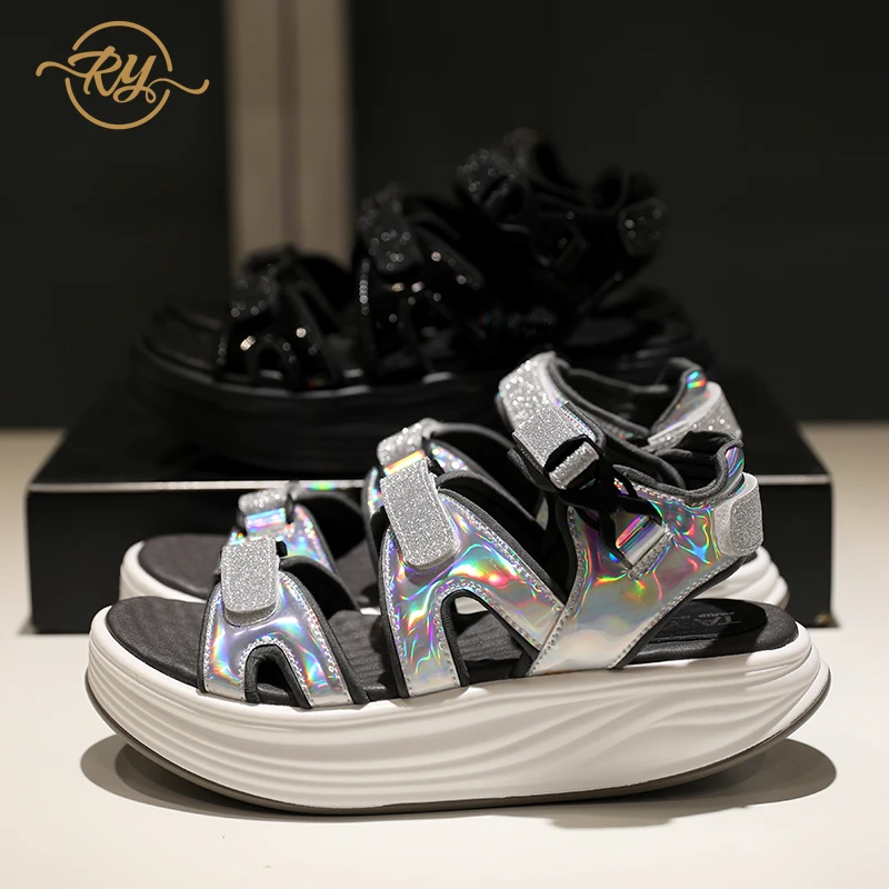 

RY-RELAA gladiator sandals women woman sandals 2018 summer off white shoes woman sandals women shoes Genuine Leather