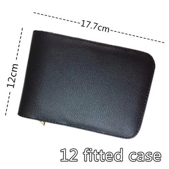 

Portable Fountain Pen Case Roller Pen Pencil Bag Black Color PU Leather Zipper Case for 12 Pens Gifts Office School Supplies