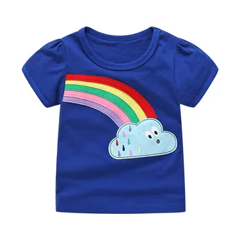 

Jumping baby New girls T shirts Printed animals hot selling children clothes knitted cartoon summer baby girl clothes kids wear