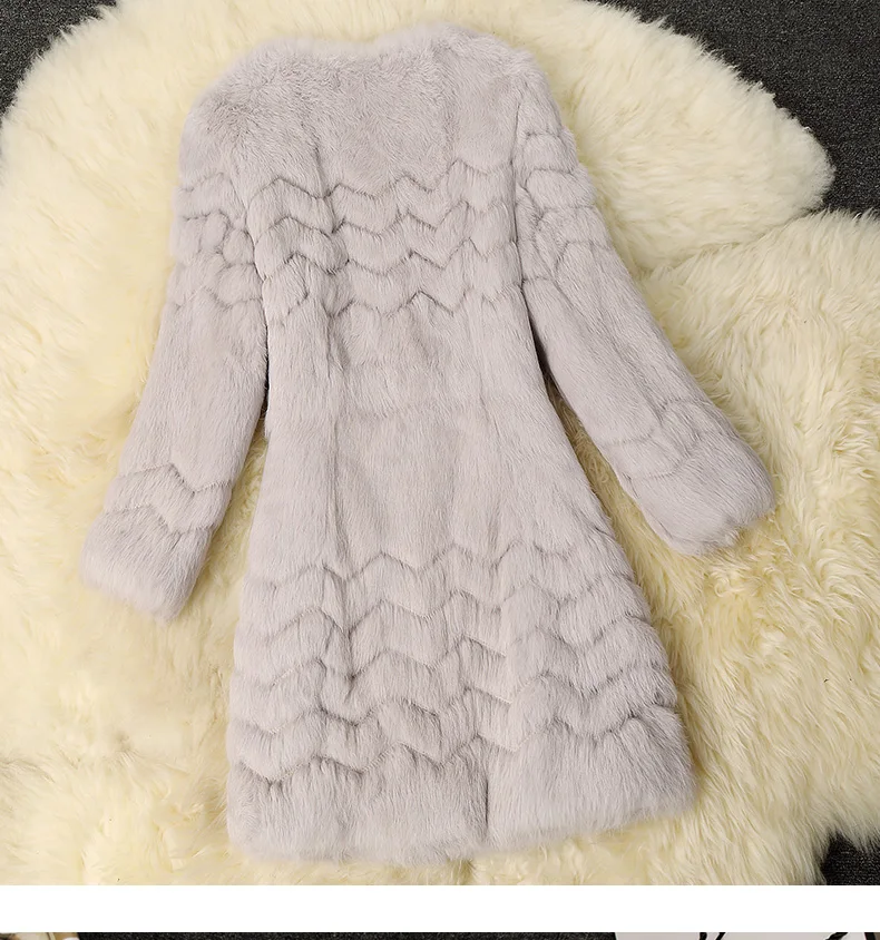 Новая мода, вышивка, волнистый вырез, цельная кожа, натуральный мех кролика, пальто для женщин, длинное, тонкое, с хлопковой подкладкой, пальто, верхняя одежда, g8938