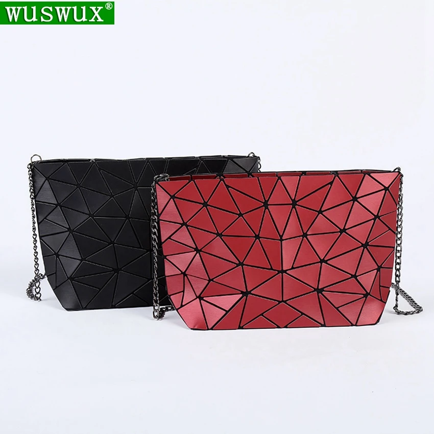 

new fashion Matte PU women messenger bags chain bag Geometric casual women crossbody shoulder bag