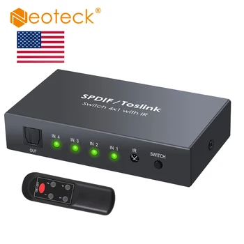 

(Send From US) Neoteck 4x1 SPDIF Toslink Switch Box Digital Optical Audio Switcher With Optical Cable Support Dolby-AC3 DTS