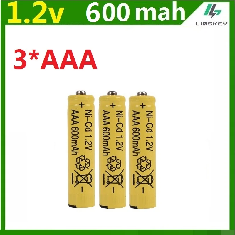 Желтый перезаряжаемый аккумулятор 3 шт. AAA 600mAh 1,2 V Ni-CD 3A нейтральный аккумулятор 500 раз зарядка для фонарика игрушки электронные и т. Д