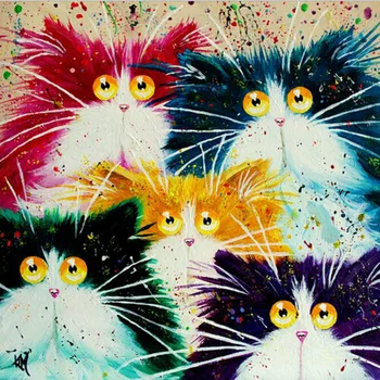 

Painting By Numbers DIY Dropshipping 40x50 50x65cm Birthday Five Abstract Cats Animal Canvas Wedding Decoration Art picture Gift