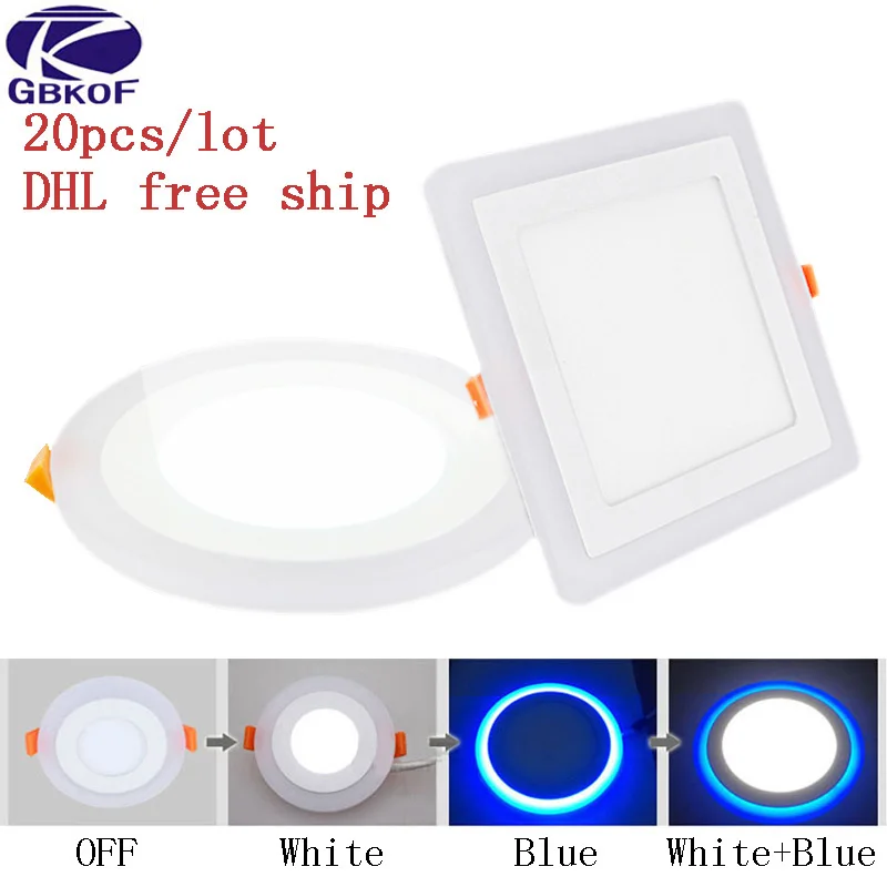 

20pcs/lot LED Downlight 6W 9W 16W 24W 3 Model LED Lamp Double Color Panel Light 2 Color Ceiling Recessed Lights Indoor Lighting
