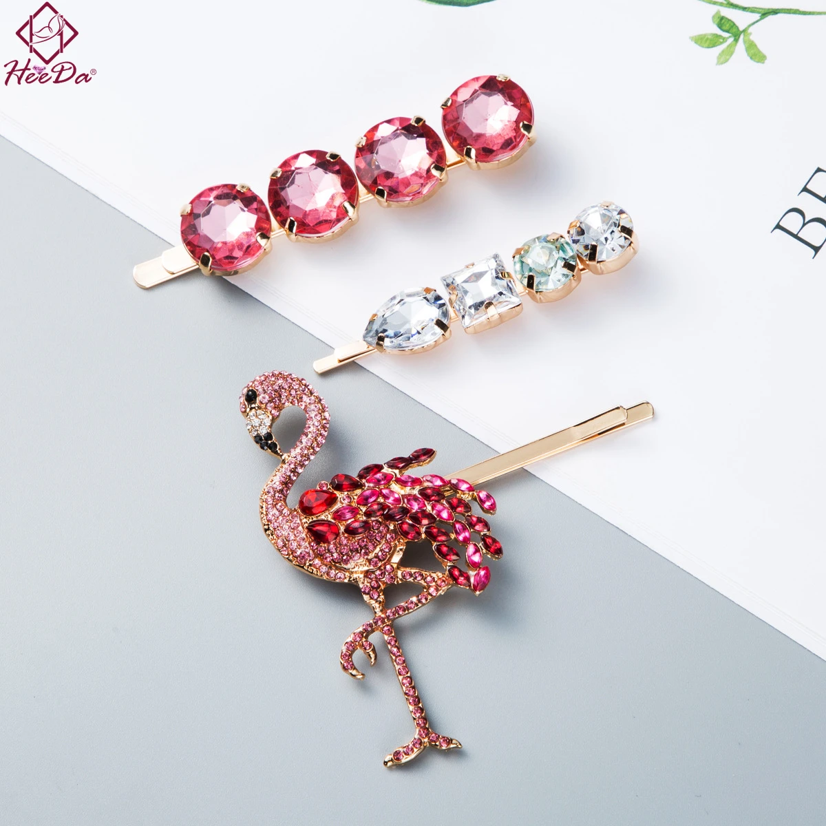 

Kpop Fashion Big Name Luxury Shiny Crystal Barrettes Set 2019 New Flamingo Hair Pins Clips Women Elegant Joker Birthday Gifts