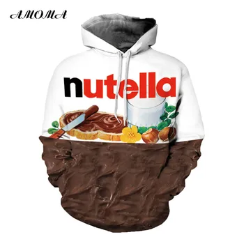 

AMOMA Unisex Realistic 3d Digital Print Pullover Hoodie Hooded Sweatshirt Nutella