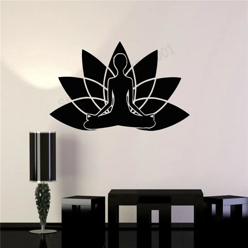 

Art Wall Sticker Vinyl Decor Meditation Buddhism Decoration Lotus Flower Yoga Center Poster Removeable Mural Beauty LY217