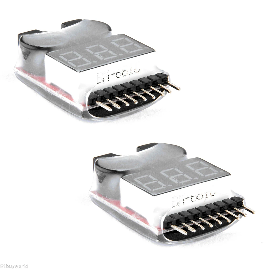 2x 1S 8S RC Lipo font b Battery b font Low Voltage Alarm Buzzer Indicator Checker
