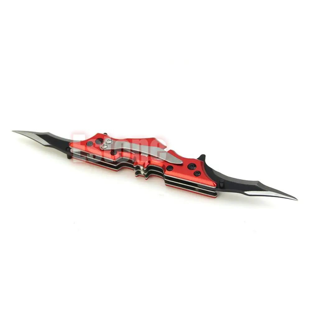Открытый Бэтмен два двойной карманный лопастной Складной нож инструмент Темный рыцарь - Цвет: Красный