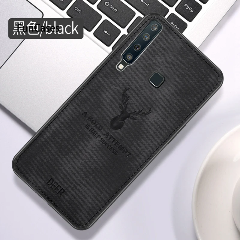 Black Ткань с рисунком оленя чехол для samsung A50 A30 M30 M20 A9 A7 мягкая задняя крышка чехол для Galaxy S10E S10 S9 S8 A6 A8 плюс J4 J6 защиты - Цвет: Black