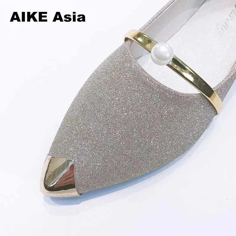 Pointu Paillettes Printemps 2018 Tissu Plates Asie Black D'été Shoessandals Dames Bout Décontracté Aike silver Nouvelles Femmes Chaussures gold Confortable wPO5qR