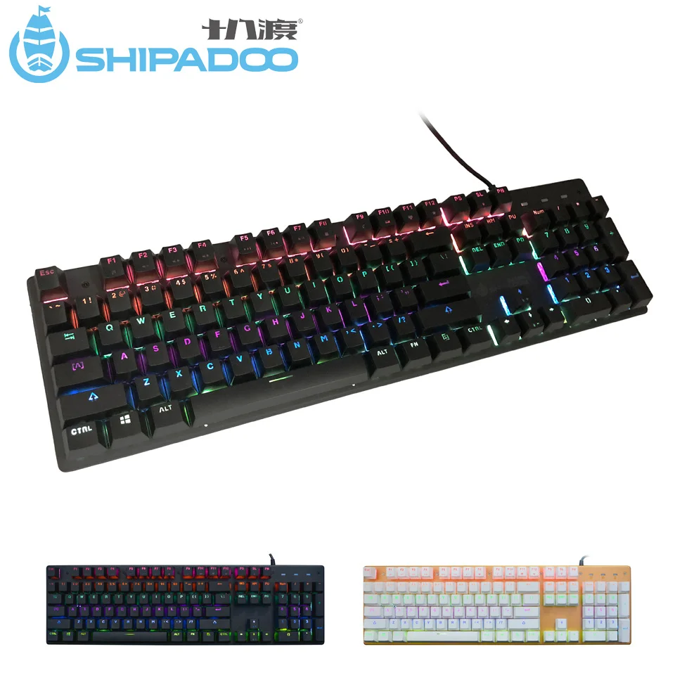 

JK200 USB Gaming Mechanical Keyboard Wired Ergonomic Multimedia Keyboard Rainbow LED Backlight 104 Keys Non-conflict for Desktop
