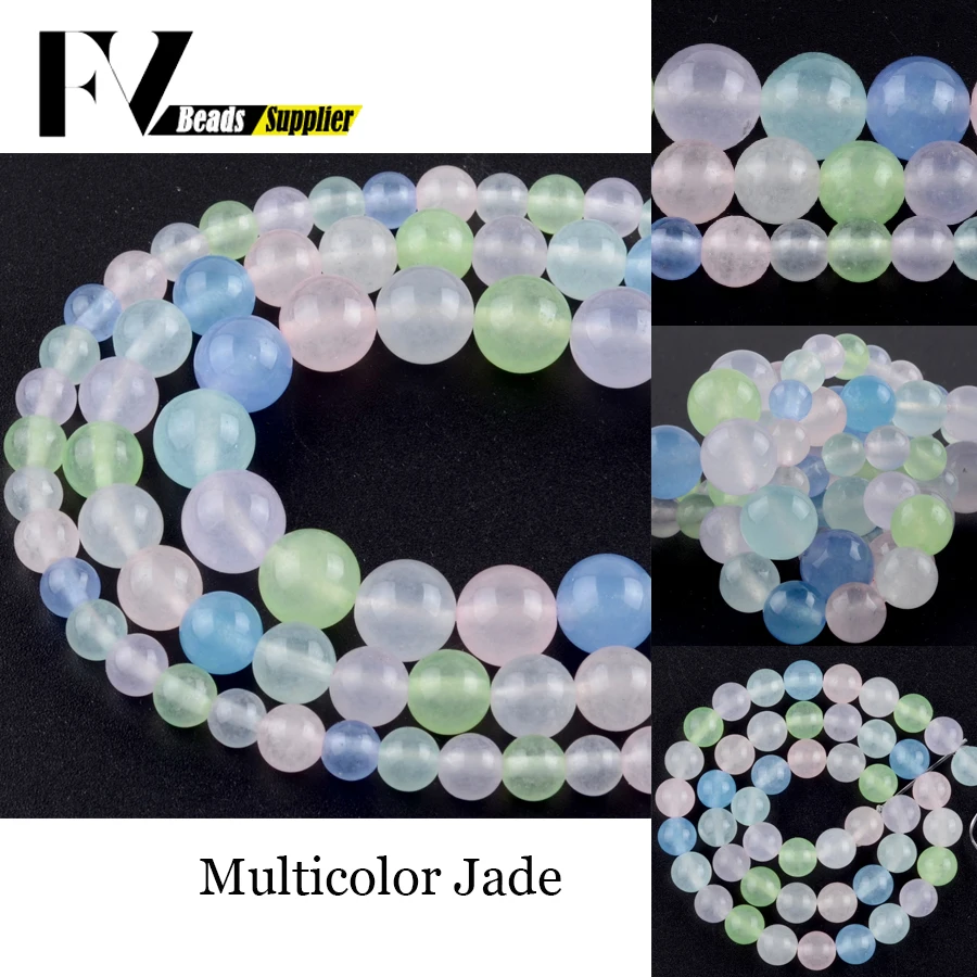 

Natural Round Multicolor Jades Stone Spacer Beads for Jewelry Making 6 8 10mm Chalcedony Beads Diy Bracelet Accessories 15"
