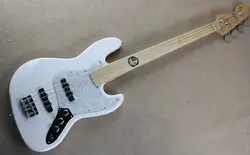 Гитара завод Новый пользовательский fretless Клен Гриф джаз 4 strings белый бас-гитара вспять бабки бесплатная доставка 1 2