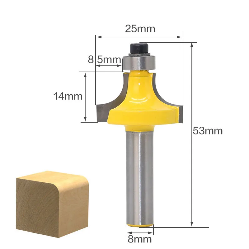 5pcs Bit Round Over Edge Forming Router Bit Set-8 Mm Shank Woodworking Cutter Fillet Knife