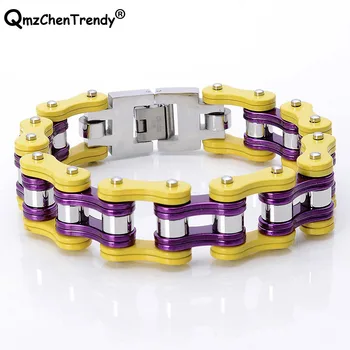 

Stainless Steel Hip Hop Pulseras Mens Motor Biker Link Chain Bracelets Motorcycle Wristband Bangle Women Jewelry 2Color