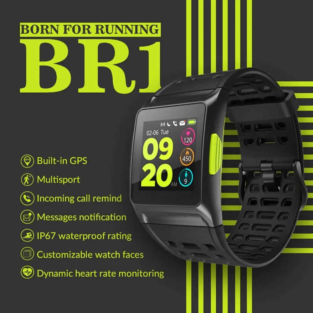 Смарт часы Makibes BR1 GPS пульсометр фитнес браслет IP67 цветной дисплей с поддержкой