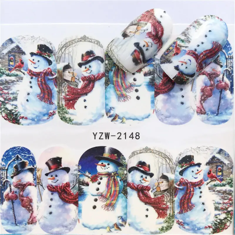 LCJ зимняя снежинка полный обертывания ногтей переводные наклейки воды рождественский стиль Маникюр Наклейка DIY