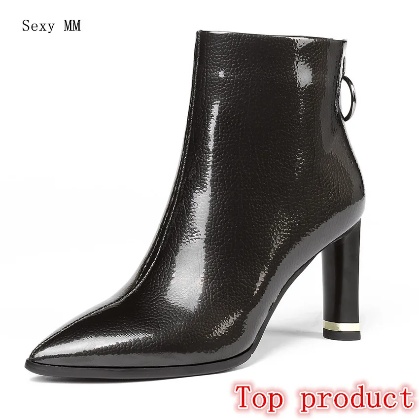 

Genuine Leather Women High Heel Ankle Boots Spring Autumn Shoes Woman Short Boots High Quality Small Plus Size 33 - 40 41 42 43