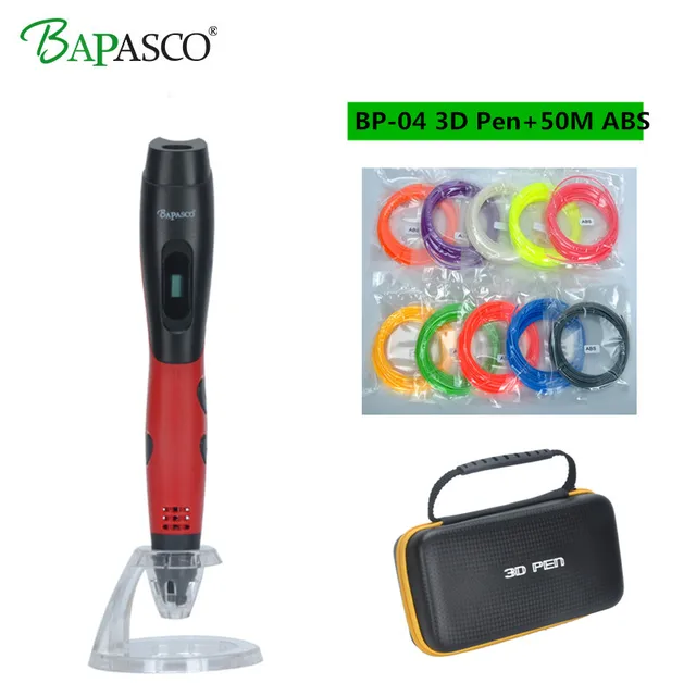 Best Offers Bapasco Factory Outlet 3D Pen BP-04 3D Printing Pen Add 50 Meter ABS Filaments compatible PLA OLED Temperature Screen Pen 3D DIY