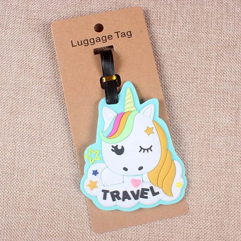 5 Cartoon Unicorn Travel Accessories Luggage Tag Suitcase Flamingo Style Fashion Silicon Portable Travel Label  ID Addres Holder