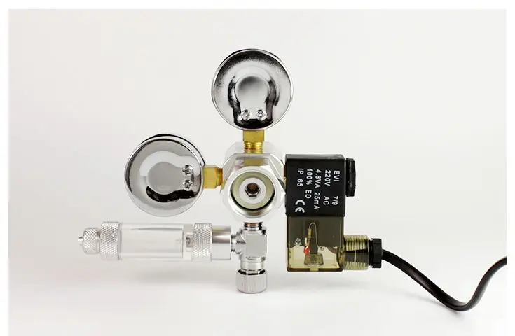 

Aquarium System Dual Gauge CO2 Pressure Regulator Upgraded Bubble Counter Solenoid Valve