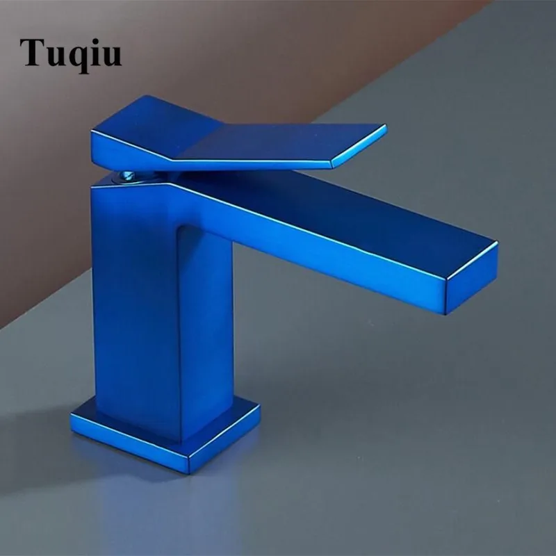 

New Bathroom Basin Faucet Dark Blue Baking Solid Brass Faucet Sink Mixer Tap Hot and Cold Basin Lavatory Faucet