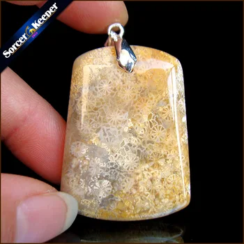 

Women Men Bijoux Jewelry Natural Ocean Chrysanthemum Stone Coral Fossil Pendant Specimen Fit Necklace Gift Leather Choker RS015