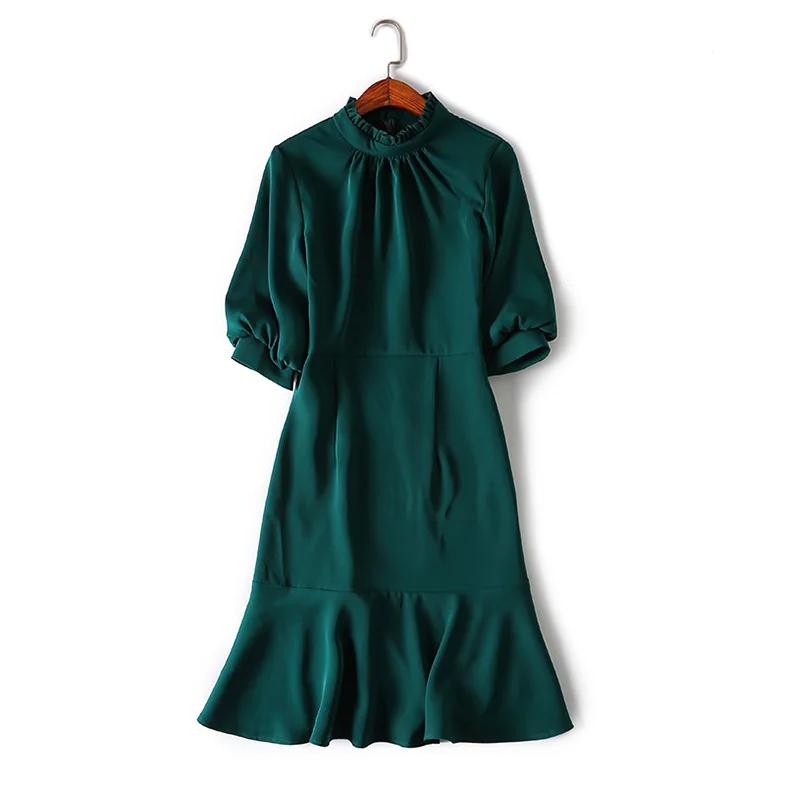 AYUNSUE повседневное женское весеннее летнее платье однотонное зеленое красное платье Женские Элегантные платья для женщин vestidos verano WYQ1070