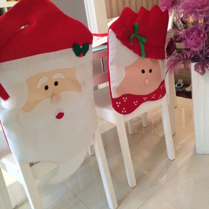 1pc Lovely Christmas Chair Covers Mr &amp Mrs Santa Claus Decoration Dining Room Cover Home Party | Дом и сад