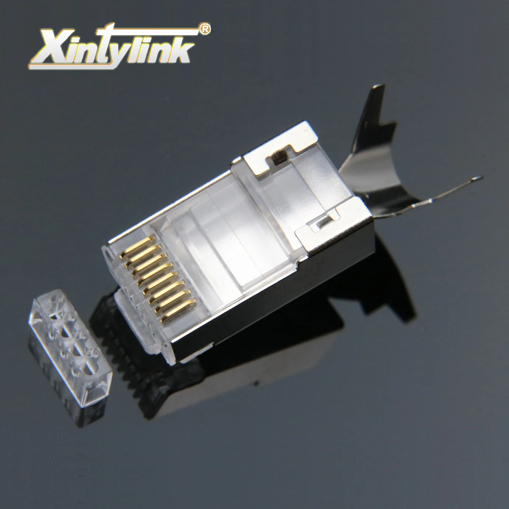 Коннектор xintylink rj45 rj 45 штекер кабеля ethernet cat7 cat6a 8P8C stp экранированный Кат 7 сетевые