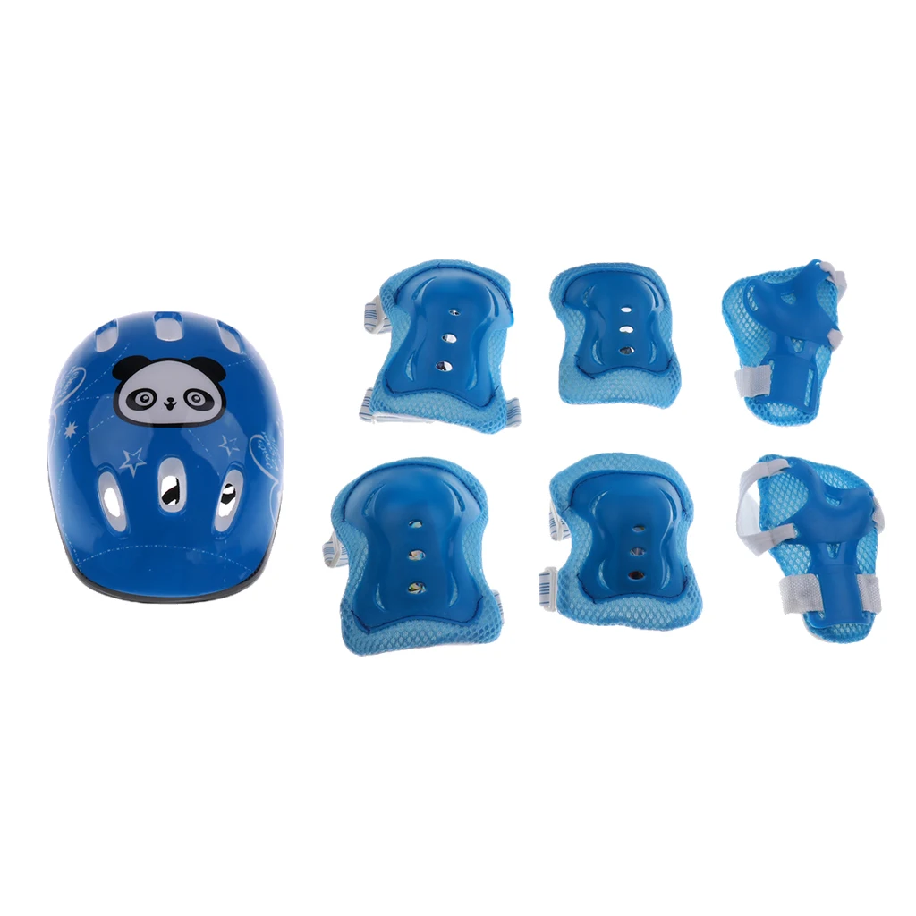 7 Pieces Kids Children Roller Skating Skateboard Bike Helmet Knee Elbow Pad Wrist Guard Safety Protective Sets