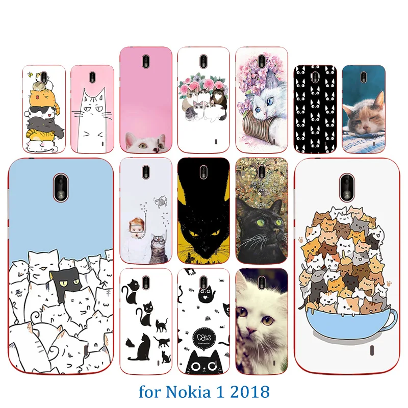 for Nokia 1 2018 Phone Case Luck Cat Pattern Full Protective Ultra Thin TPU Shells 4.5&quot DIY Picture Cover |
