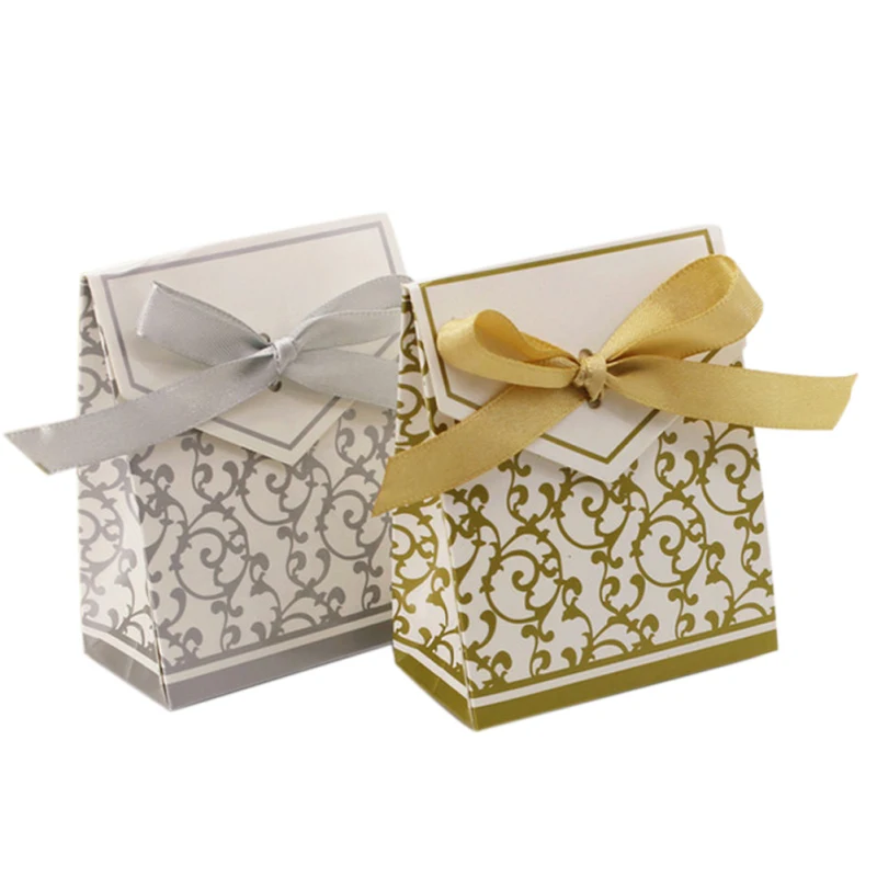 gold silver wedding box candy case gift box folding christmas party center piece