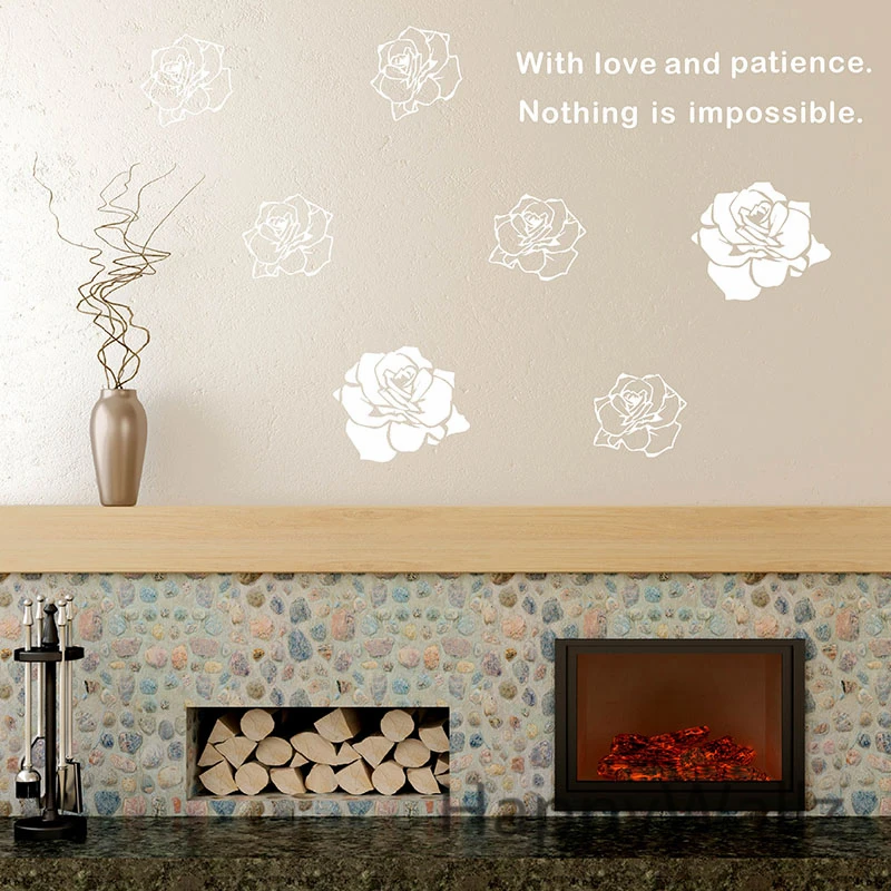 Rose Flower Wall Sticker Rose Wall Decal DIY Beautiful Flower Decal