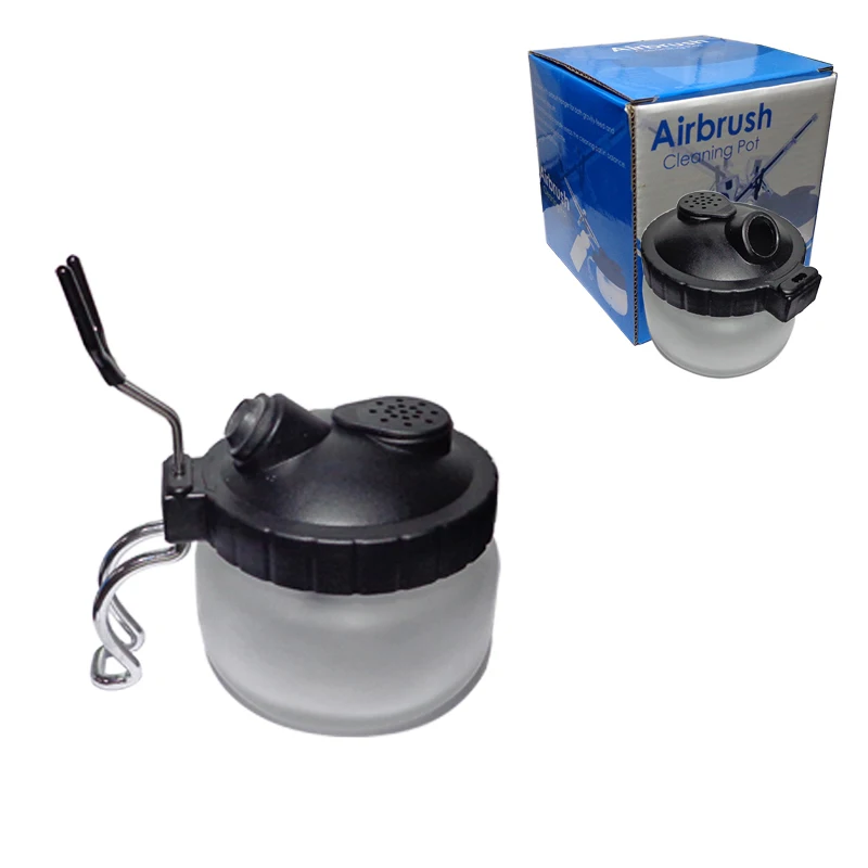 

Airbrush Cleaning Pot Air brush Cleaner Bottle Washing tools For paint spray Pen Glass Cleaning Pot Jar with Holder