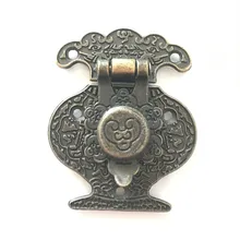 Wooden Jewellery Box Vase Buckle Metal Box Hasp Latch Lock Decorative Hasp Antique Bronze Pattern Carved,40mmx51mm