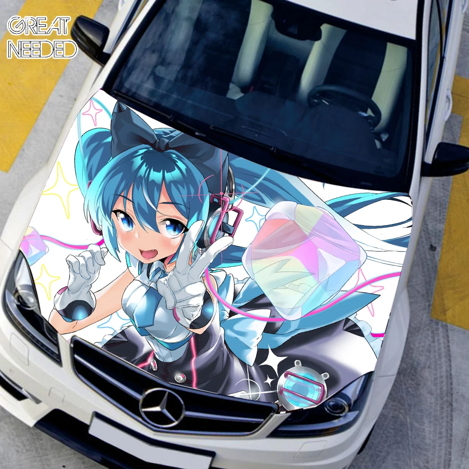 Стайлинга автомобилей 3D капот автомобиля Двигатели для автомобиля крышка Стикеры Япония игры Аниме Хацунэ Мику acgn Краски изменение