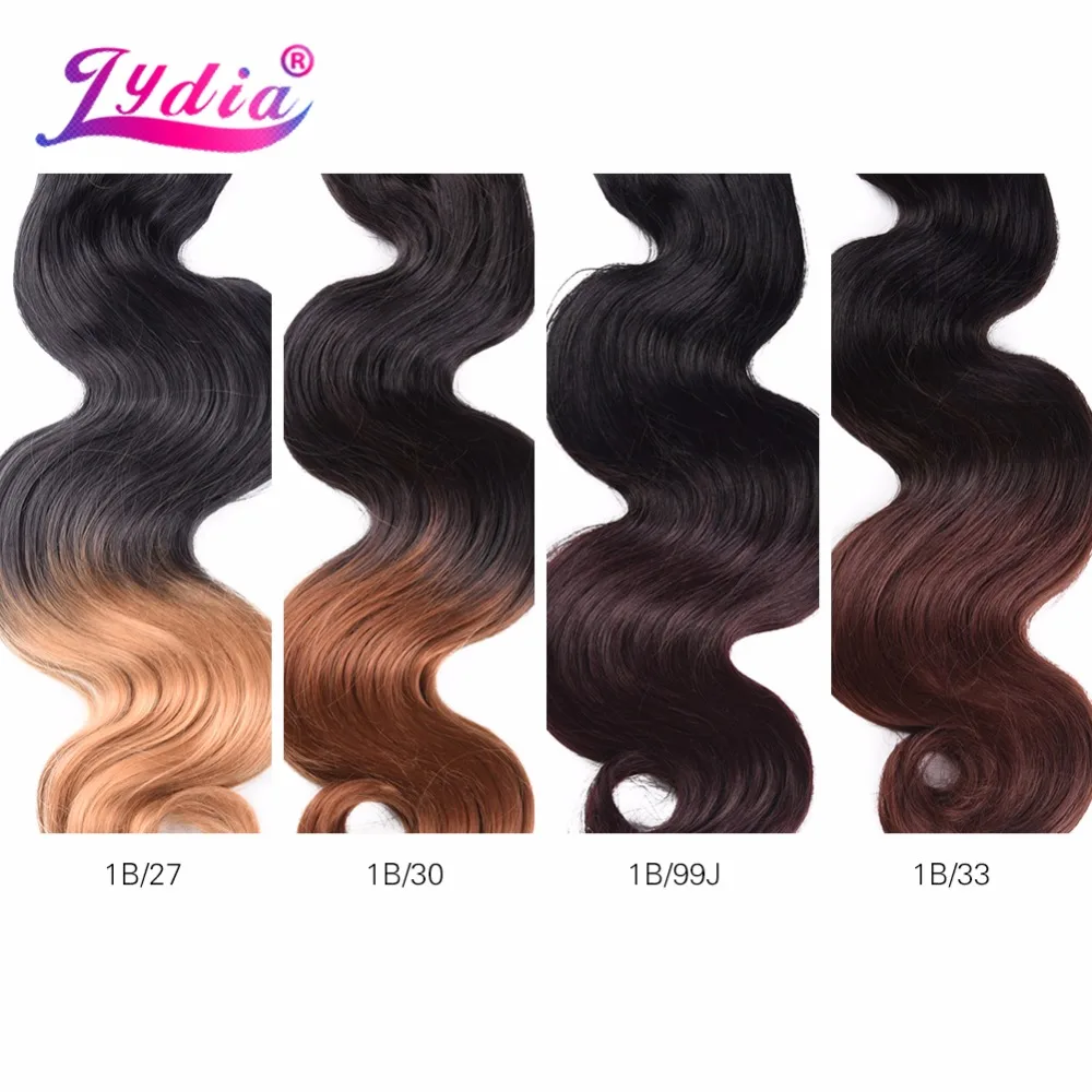 Lydia Hair Extension Body Wave 16"-26" Ombre Color T1B/27 3Pieces/lot Synthetic Hair Weaving For Women Bundles