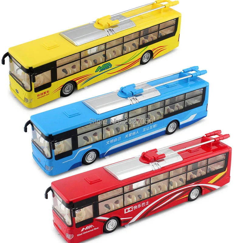 Sound Light Broadcast City Bus Model toy cars 132 Alloy Pull Back