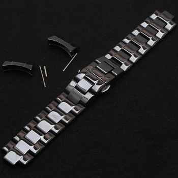 

Black Watchband Polished Ceramic Watch strap bracelet 22mm Free Special Curved ends Watch Accessories fir brand hours men watch