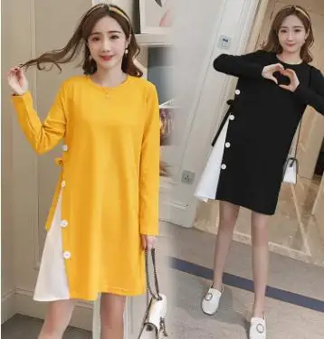 Irregular Stitching Loose Maternity Dresses 2019 Spring Autumn Fashion Quality Pregnancy Dress Clothes for Pregnant Women QL302